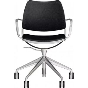 Chaise Gas Task Chair, Couleur Black Ecoleather, Structure / pieds Shiny Chrome