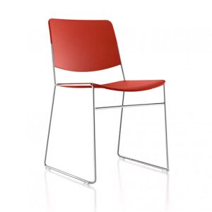 Fornasarig Chaise Link 60X, Couleur Cadre Eco-Chrome / Siège Rouge corail