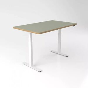 Brizley of Scandinavia Bureau assis debout Premium Plus - Linoleum, 120x70 cm, Pieds Blanc, Couleur Olive 4184