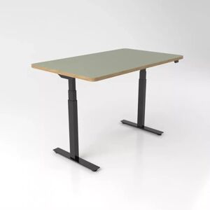 Brizley of Scandinavia Bureau assis debout Premium Plus - Linoleum, 120x70 cm, Pieds Noir, Couleur Olive 4184