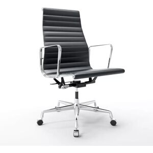 Chaise Vitra Aluminium Chair Eames 119 - Cuir, Couleur de cuir Noir