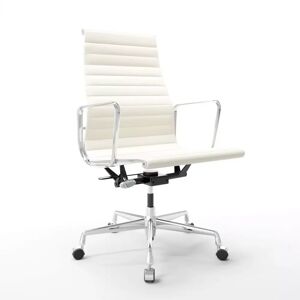 Vitra Chaise Vitra Aluminium Chair Eames 119 - Cuir, Couleur de cuir Snow