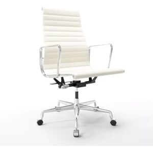 Chaise Vitra Aluminium Chair Eames 119 - Cuir, Couleur de cuir Snow