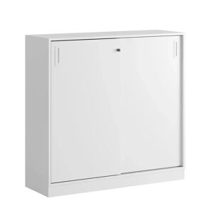 Smålandsmöbler Armoire à portes coulissantes - 120x115 cm, Piétement Plinthe, Caisson / Portes Blanc / Blanc, Monté Non