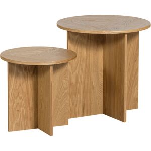 Woood Lina - Lot de 2 tables d'appoint rondes en bois - Couleur - Bois clair