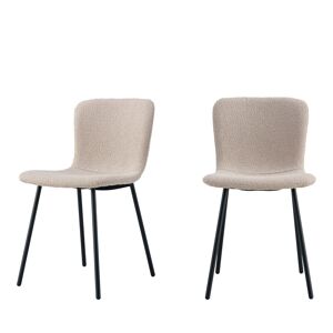 House Nordic Halden - Lot de 2 chaises en tissu bouclette et métal - Couleur - Beige
