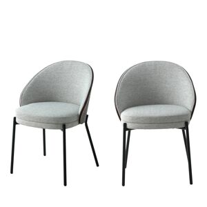 House Nordic Canelas - Lot de 2 chaises en tissu et métal - Couleur - Gris clair