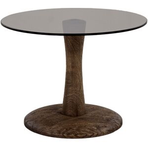 By-Boo Boogie - Table d'appoint ronde en verre et bois de manguier ø55cm - Couleur - Bois foncé