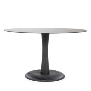 By-Boo Boogie - Table à manger ronde en verre et bois de manguier ø130cm - Couleur - Noir