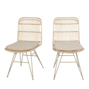 Drawer Uyuni - Lot de 2 chaises design en rotin pieds beiges - Couleur - Naturel