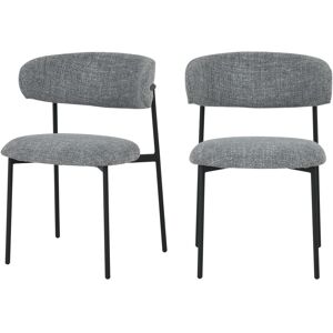 Drawer Ester - Lot de 2 chaises en tissu et métal - Couleur - Gris chiné