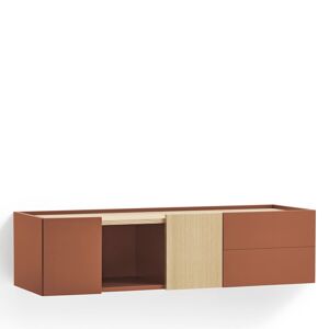 Teulat Otto - Console murale 2 portes, 2 tiroirs en bois L110cm - Couleur - Rouge brique