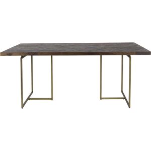 Dutchbone Class - Table à manger chevrons bois et laiton - Couleur - Bois foncé, Dimensions - 180x90 cm