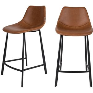 Dutchbone Franky - Lot de 2 tabourets de bar vintage 65cm - Couleur - Marron