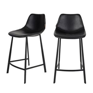 Dutchbone Franky - Lot de 2 tabourets de bar vintage 65cm - Couleur - Noir