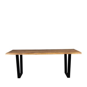 Dutchbone Aka - Table à manger en bois et métal 180x90cm - Couleur - Bois foncé / noir