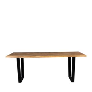 Dutchbone Aka - Table à manger en bois et métal 200x90cm - Couleur - Bois foncé