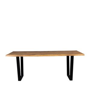 Dutchbone Aka - Table à manger en bois et métal 220x90cm - Couleur - Bois foncé / noir