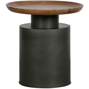 Woood Dua - Table basse ronde en bois et métal ø53cm - Couleur - Noir