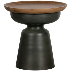 Woood Dana - Table basse ronde en bois et métal ø53cm - Couleur - Noir