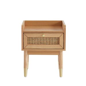 No name Bombong - Table de chevet 1 tiroir en bois et cannage - Couleur - Bois clair