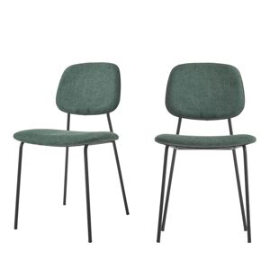 Kave Home Benilda - Lot de 4 chaises en chenille et métal - Couleur - Vert forêt