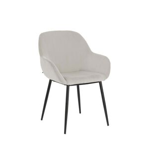 Kave Home Konna - Lot de 4 fauteuils de table en velours côtelé et métal - Couleur - Gris clair
