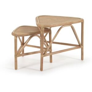 Kave Home Queenie - 2 tables basses gigognes en rotin - Couleur - Naturel