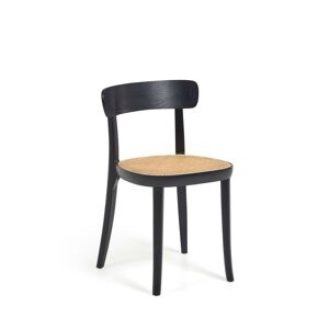 Kave Home Romane - Lot de 2 chaises bistrot en bois massif et rotin - Couleur - Noir