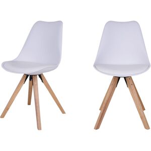 House Nordic Bergen - Lot de 2 chaises en simili et pieds en bois naturel - Couleur - Blanc