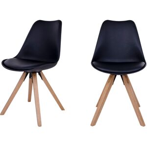 House Nordic Bergen - Lot de 2 chaises en simili et pieds en bois naturel - Couleur - Noir