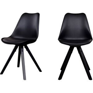 House Nordic Bergen - Lot de 2 chaises en simili et pieds en bois - Couleur - Noir