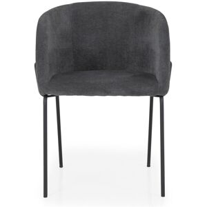 Tenzo Bud - Lot de 2 fauteuils de table en tissu et métal - Couleur - Gris foncé