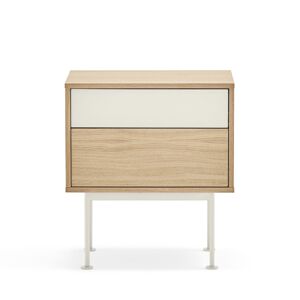 Teulat Yoko - Table de chevet 2 tiroirs en bois et métal - Couleur - Blanc
