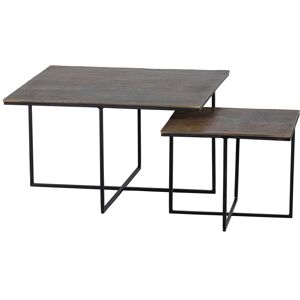 Woood Olan - Lot de 2 tables d'appoint en métal - Couleur - Laiton