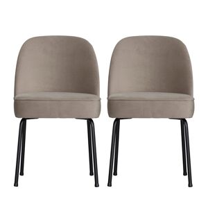 BePureHome Vogue - Lot de 2 chaises design en velours - Couleur - Beige