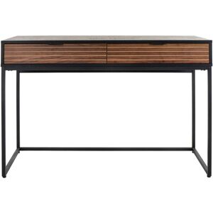 Pomax Parigi - Console en bois et métal 2 tiroirs L120cm - Couleur - Bois foncé / noir