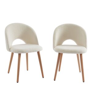 No name Bratina - Lot de 2 chaises en tissu bouclette - Couleur - Ecru