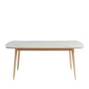 No name Vejend - Table à manger en bois et céramique 180x90cm - Couleur - Marbre blanc