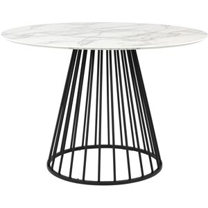 No name Floris - Table à manger ronde en effet marbre et métal ø104cm - Couleur - Blanc