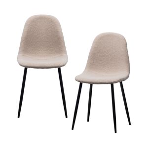 Woood Marije - Lot de 2 chaises en tissu bouclette et métal - Couleur - Beige