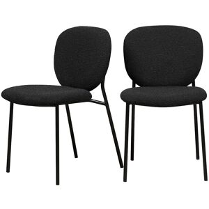 Drawer Dalby - Lot de 2 chaises en tissu bouclette et métal - Couleur - Noir