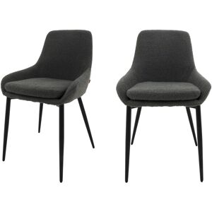 Tenzo Liv - Lot de 2 chaises en tissu bouclette et métal - Couleur - Gris foncé