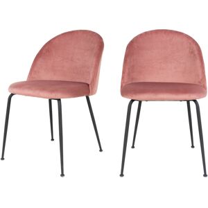 House Nordic Geneve - Lot de 2 chaises en velours et métal - Couleur - Rose