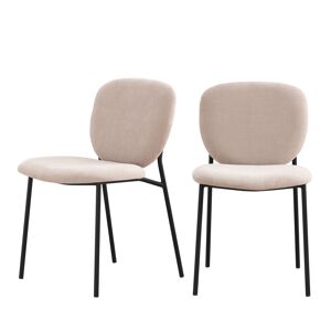 Drawer Dalby - Lot de 2 chaises en tissu et métal - Couleur - Beige