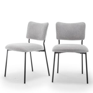 Drawer Vander - Lot de 2 chaises en tissu et métal - Couleur - Gris clair