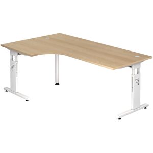 hjh OFFICE PRO MEGA 82 W - bois piétement C argent 200 x 120 Chêne/Blanc - Publicité