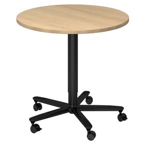 hjh OFFICE PRO BISTRO 80R D - Système de tables conférence noir Chêne Ø 80