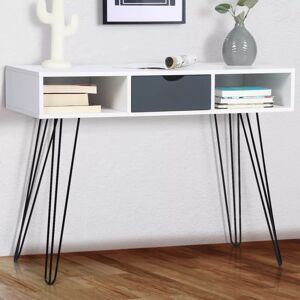 IDMarket Meuble console vintage blanc pied épingle