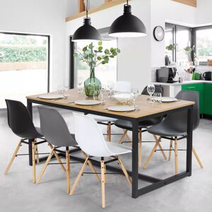IDMarket Table à manger bois et métal noir 150 cm